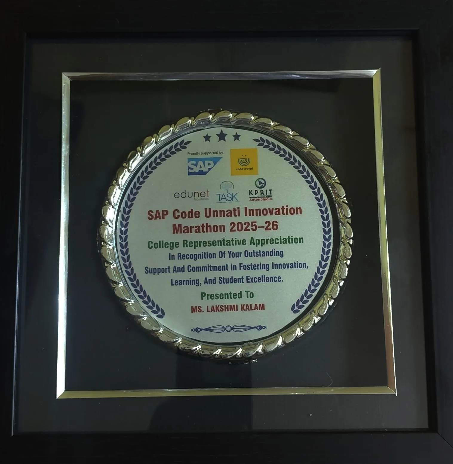 SAP CSR Centre of Excellence Appreciation Award Ceremony – Rishi MS College - RITW